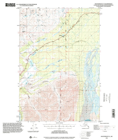 United States Geological Survey Anchorage D-1, AK (1993, 63360-Scale) digital map
