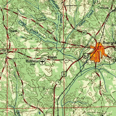 United States Geological Survey Andalusia, AL (1957, 250000-Scale) digital map