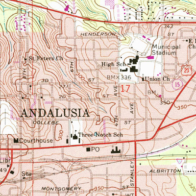 United States Geological Survey Andalusia, AL (1971, 24000-Scale) digital map