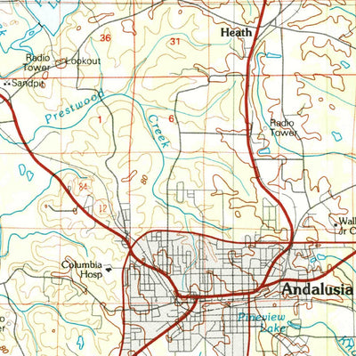 United States Geological Survey Andalusia, AL (1986, 100000-Scale) digital map