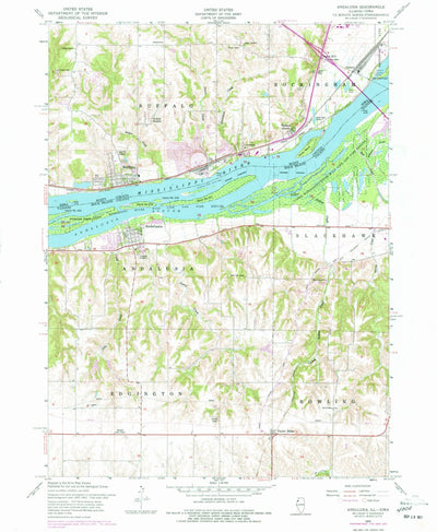 United States Geological Survey Andalusia, IL-IA (1953, 24000-Scale) digital map