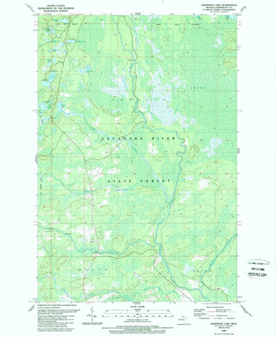 United States Geological Survey Anderson Lake, MI (1989, 24000-Scale) digital map