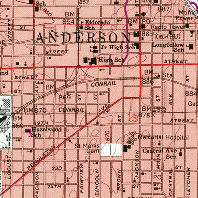 United States Geological Survey Anderson South, IN (1961, 24000-Scale) digital map