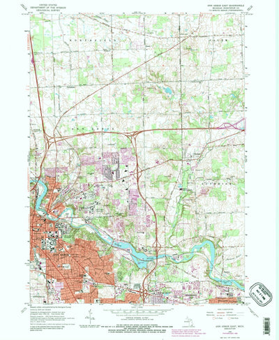 United States Geological Survey Ann Arbor East, MI (1965, 24000-Scale) digital map