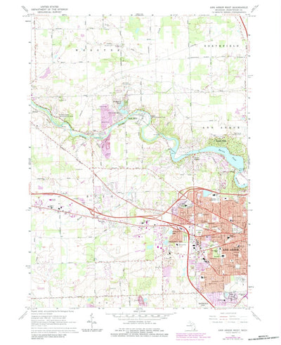 United States Geological Survey Ann Arbor West, MI (1965, 24000-Scale) digital map