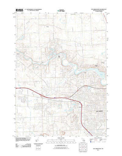 United States Geological Survey Ann Arbor West, MI (2011, 24000-Scale) digital map