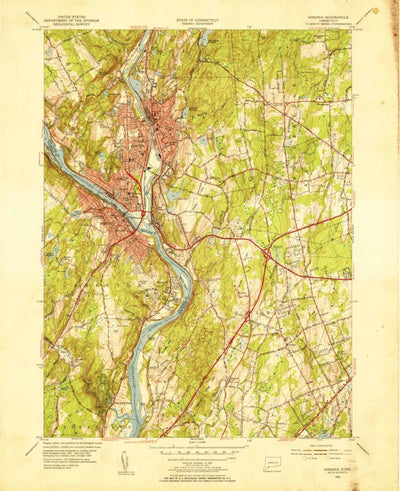 United States Geological Survey Ansonia, CT (1953, 31680-Scale) digital map