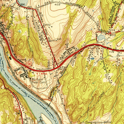 United States Geological Survey Ansonia, CT (1953, 31680-Scale) digital map
