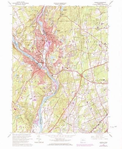 United States Geological Survey Ansonia, CT (1964, 24000-Scale) digital map