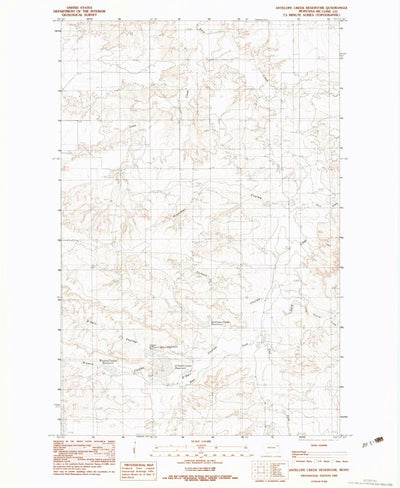 United States Geological Survey Antelope Creek Reservoir, MT (1983, 24000-Scale) digital map