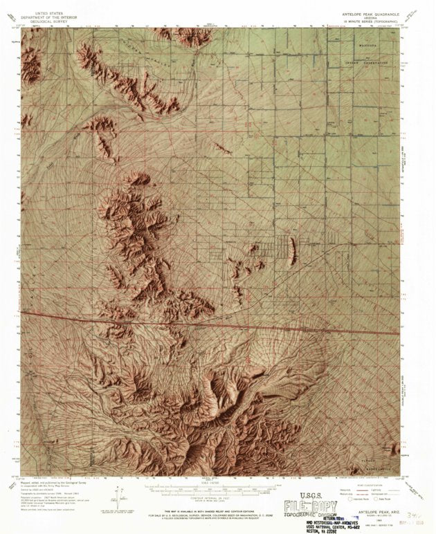 Antelope Peak, AZ (1963, 62500-Scale) Map by United States