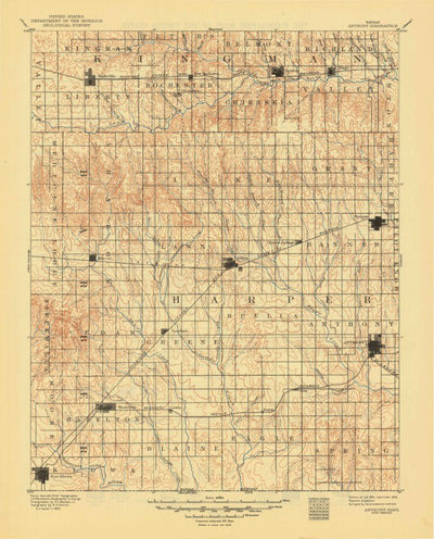 United States Geological Survey Anthony, KS (1891, 125000-Scale) digital map