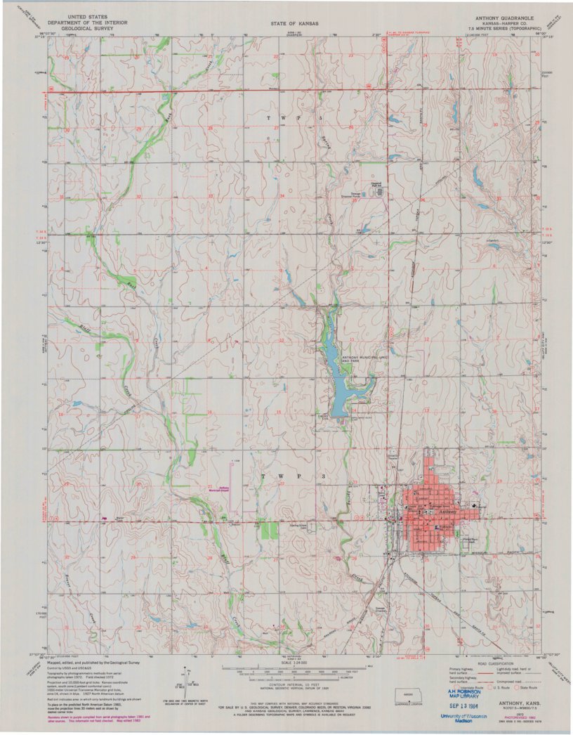 Anthony, KS (1972, 24000-Scale) Map by United States Geological Survey ...