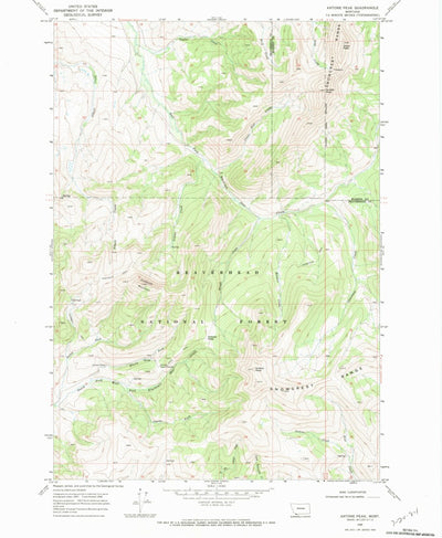 United States Geological Survey Antone Peak, MT (1968, 24000-Scale) digital map