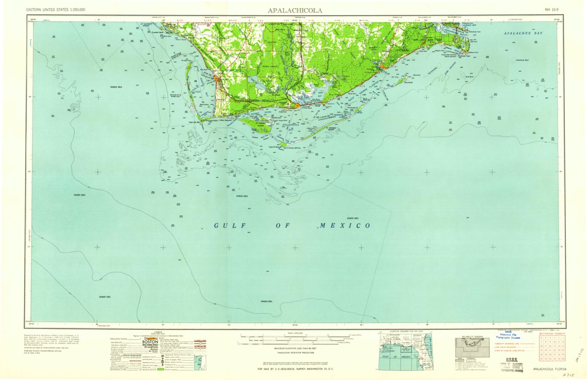 Apalachicola, FL (1960, 250000-Scale) Map by United States Geological ...