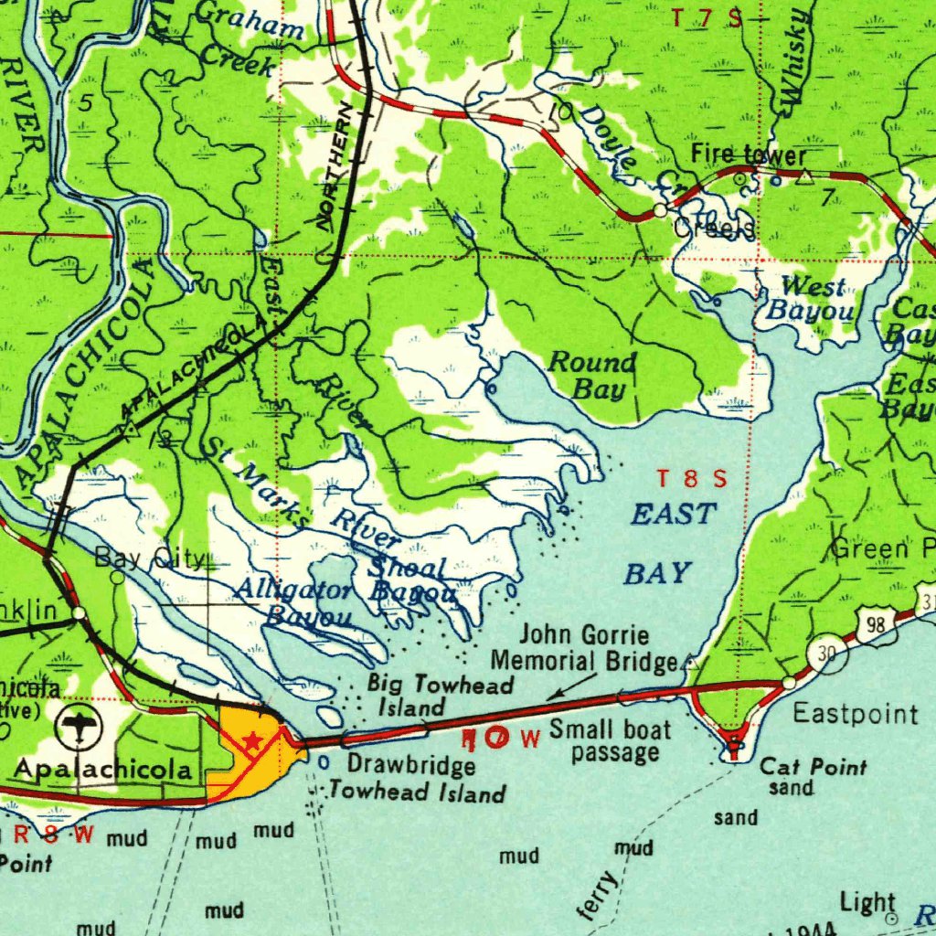 Apalachicola, FL (1960, 250000-Scale) Map by United States Geological ...