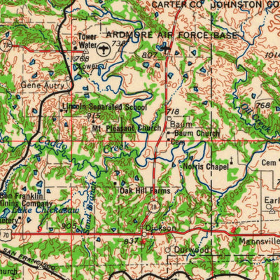 United States Geological Survey Ardmore, OK-TX (1963, 250000-Scale) digital map