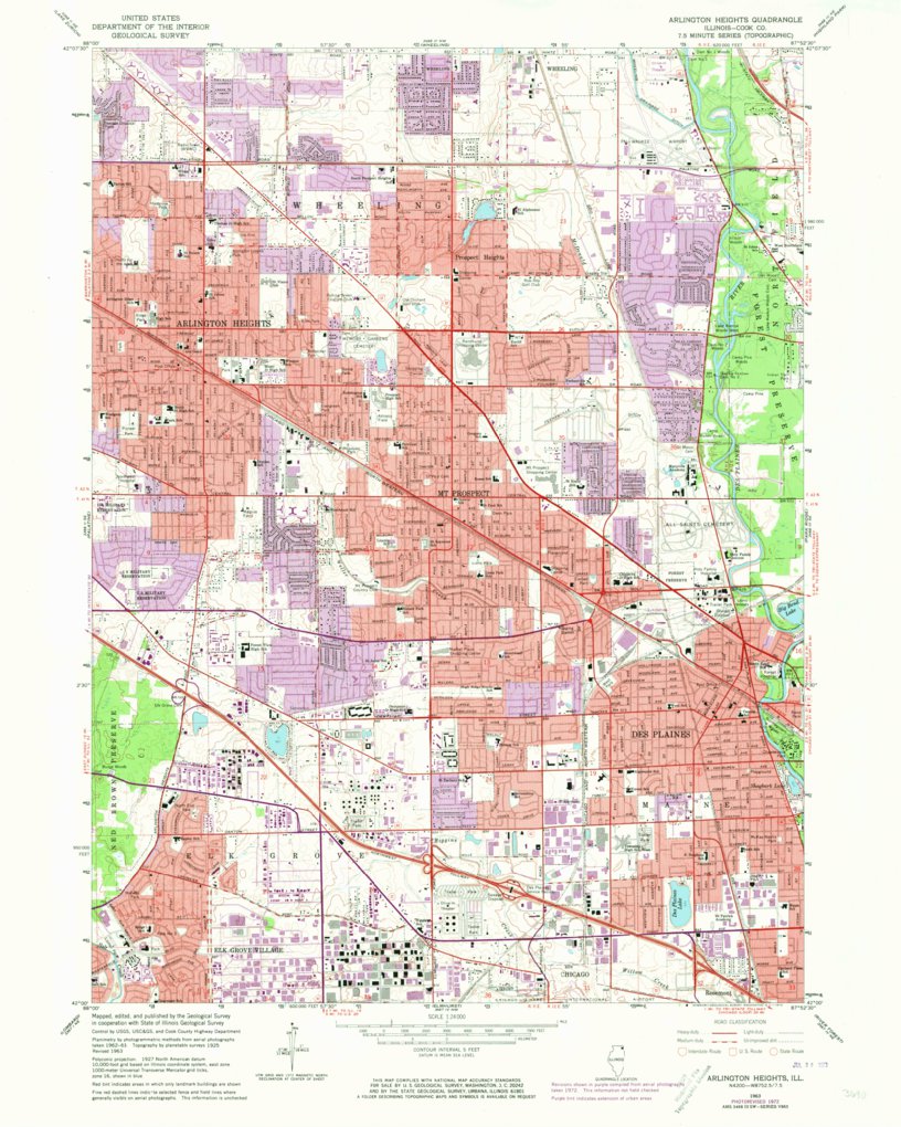 Arlington Ridge Map Arlington Heights, IL (1962, 24000-Scale) Map by United States ...