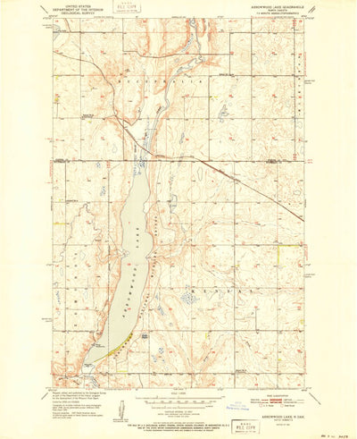 United States Geological Survey Arrowwood Lake, ND (1951, 24000-Scale) digital map