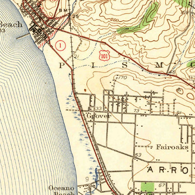 United States Geological Survey Arroyo Grande, CA (1942, 62500-Scale) digital map