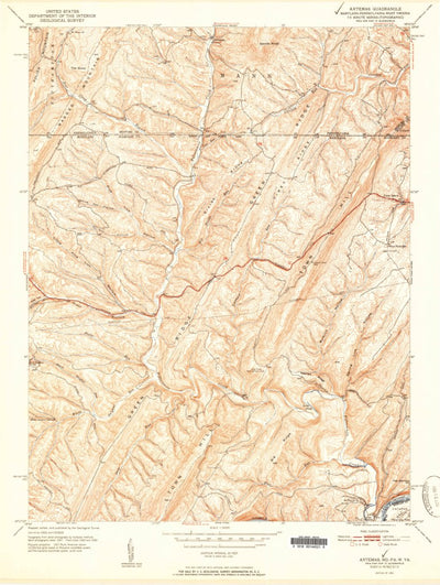 United States Geological Survey Artemas, PA-MD-WV (1951, 24000-Scale) digital map