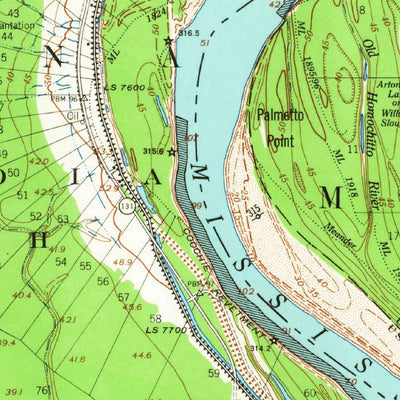 United States Geological Survey Artonish, MS-LA (1954, 62500-Scale) digital map