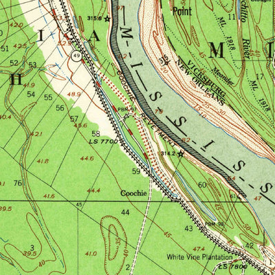 United States Geological Survey Artonish, MS-LA (1955, 62500-Scale) digital map