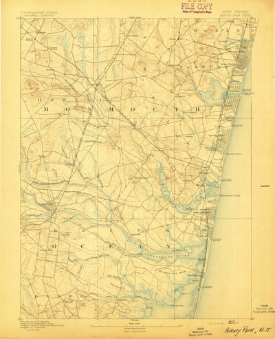United States Geological Survey Asbury Park, NJ (1893, 62500-Scale) digital map