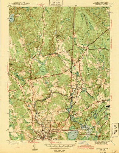 United States Geological Survey Ashaway, RI-CT (1943, 31680-Scale) digital map