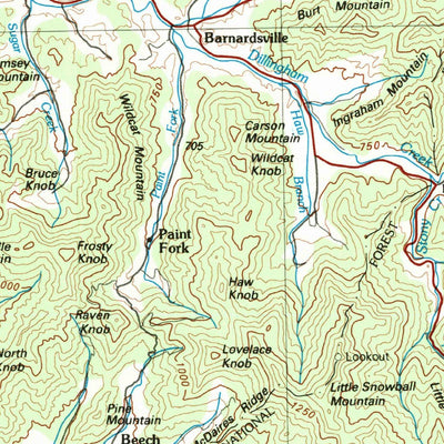 United States Geological Survey Asheville, NC-TN (1985, 100000-Scale) digital map