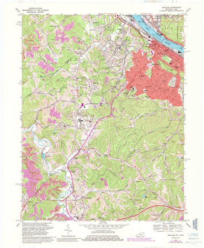 United States Geological Survey Ashland, KY-OH (1968, 24000-Scale) digital map