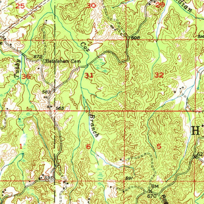 United States Geological Survey Ashland, MS-TN (1950, 62500-Scale) digital map