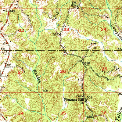 United States Geological Survey Ashland, MS-TN (1950, 62500-Scale) digital map