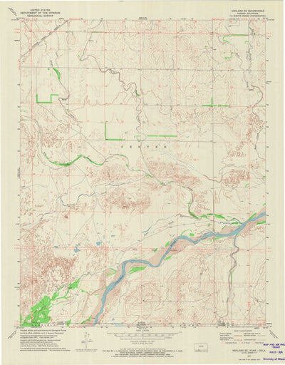 United States Geological Survey Ashland SE, KS-OK (1972, 24000-Scale) digital map