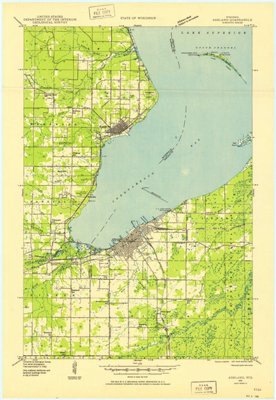 United States Geological Survey Ashland, WI (1942, 48000-Scale) digital map