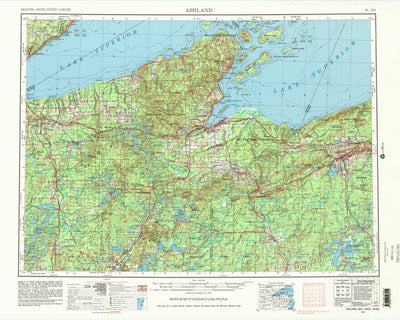 United States Geological Survey Ashland, WI-MI-MN (1953, 250000-Scale) digital map