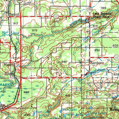 United States Geological Survey Ashland, WI-MI-MN (1953, 250000-Scale) digital map