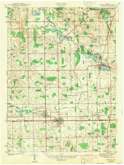 United States Geological Survey Ashley, IN (1942, 24000-Scale) digital map