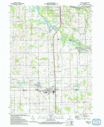 United States Geological Survey Ashley, IN (1993, 24000-Scale) digital map