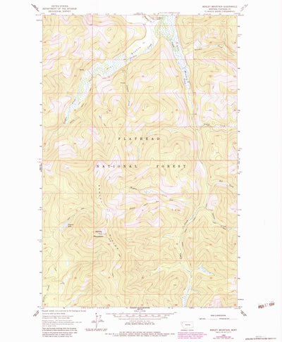 United States Geological Survey Ashley Mountain, MT (1962, 24000-Scale) digital map