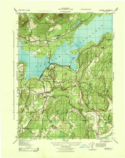 United States Geological Survey Ashokan, NY (1943, 31680-Scale) digital map