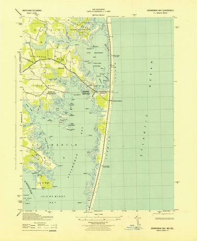 United States Geological Survey Assawoman Bay, MD-DE (1943, 31680-Scale) digital map
