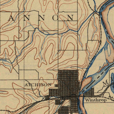 United States Geological Survey Atchison, KS-MO-NE (1893, 125000-Scale) digital map
