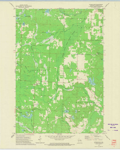 United States Geological Survey Athelstane, WI (1972, 24000-Scale) digital map