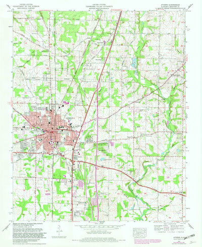 United States Geological Survey Athens, AL (1967, 24000-Scale) digital map