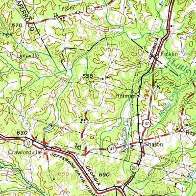 United States Geological Survey Athens, GA-SC (1953, 250000-Scale) digital map
