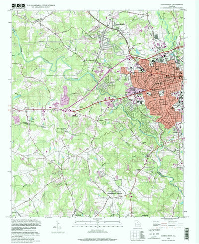 United States Geological Survey Athens West, GA (1998, 24000-Scale) digital map