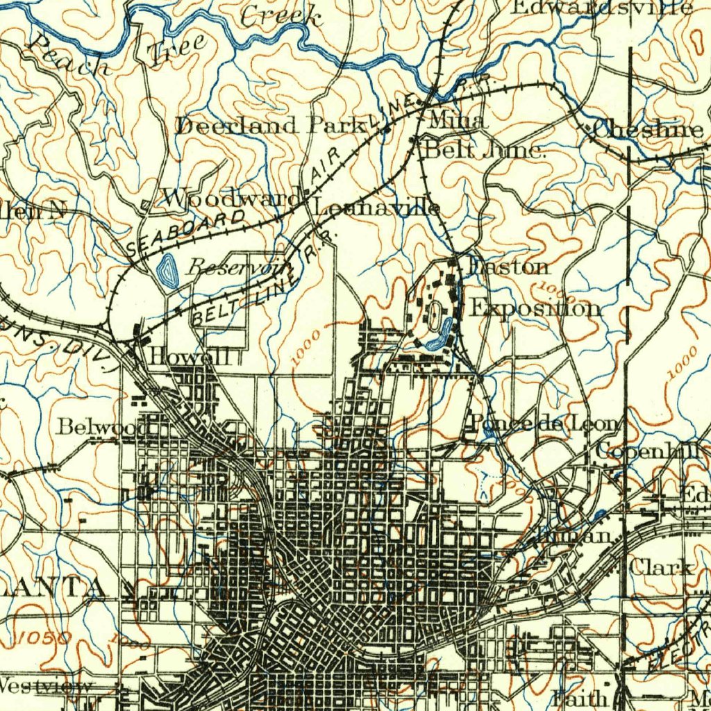 Atlanta, GA (1888, 125000-Scale) Map by United States Geological Survey ...