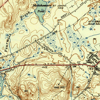 United States Geological Survey Attleboro, MA-RI (1943, 31680-Scale) digital map