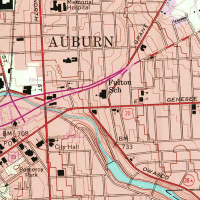 United States Geological Survey Auburn, NY (1954, 24000-Scale) digital map